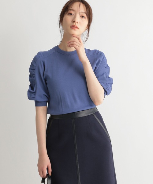 Andemiu（アンデミュウ）の「【顔タイプCURVE】ソデギャザーニット273101（ニット/セーター・レディース・ホワイト/ブラック/ブルー/ピンク・FREE）」の12枚目の写真