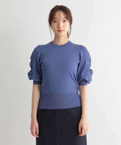 Andemiu（アンデミュウ）の「【顔タイプCURVE】ソデギャザーニット273101（ニット/セーター・レディース・ホワイト/ブラック/ブルー/ピンク・FREE）」の19枚目の写真