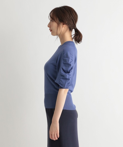 Andemiu（アンデミュウ）の「【顔タイプCURVE】ソデギャザーニット273101（ニット/セーター・レディース・ホワイト/ブラック/ブルー/ピンク・FREE）」の22枚目の写真