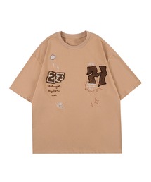 HOOK-  アメカジ風ワッペン刺繍半袖TEE (SS)