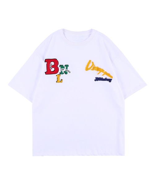 HOOK（フック）の「HOOK-  アメカジ風ワッペン刺繍半袖TEE (SS)（Tシャツ/カットソー・メンズ・ホワイト/ブラック系その他/グリーン/ブラック/ベージュ/ブラック系その他2/グリーン系その他/ブルー・L/XL/M）」の2枚目の写真