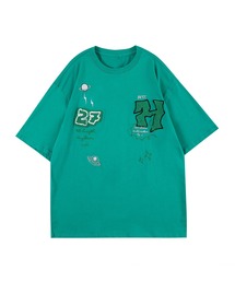 HOOK- アメカジ風ワッペン刺繍半袖TEE (SS)