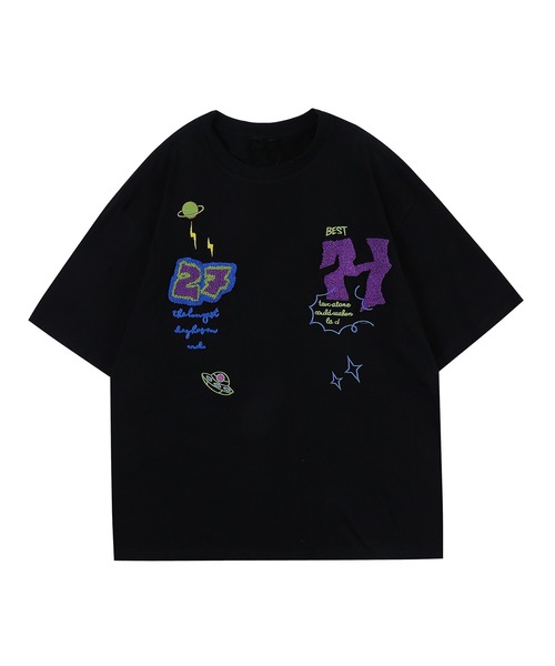 HOOK（フック）の「HOOK-  アメカジ風ワッペン刺繍半袖TEE (SS)（Tシャツ/カットソー・メンズ・ホワイト/ブラック系その他/グリーン/ブラック/ベージュ/ブラック系その他2/グリーン系その他/ブルー・L/XL/M）」の3枚目の写真