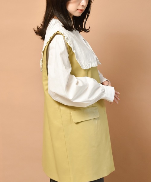 RETRO GIRL(レトロガール)の「ポケ付きフェイクレザーベスト(ベスト・レディース・アイボリー/ブラック/イエロー・FREE)」の3枚目の写真