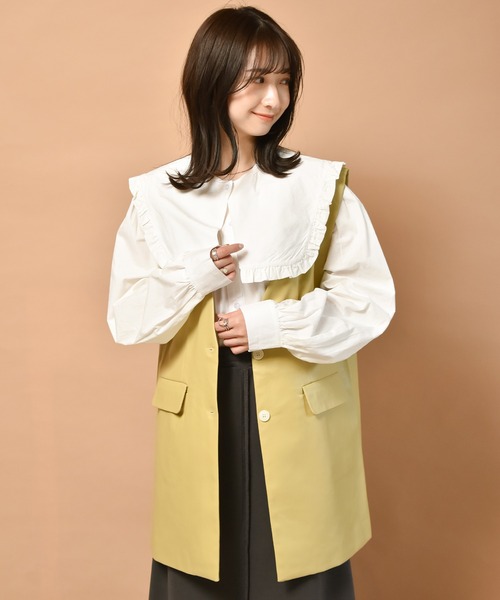 RETRO GIRL(レトロガール)の「ポケ付きフェイクレザーベスト(ベスト・レディース・アイボリー/ブラック/イエロー・FREE)」の16枚目の写真