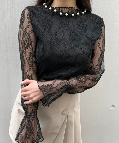 titty&Co. PETIT(ティティアンドコープティ)の「【titty&Co. 】シアーレースパールトップス(シャツ/ブラウス・レディース・アイボリー/ブラック・FREE)」の15枚目の写真