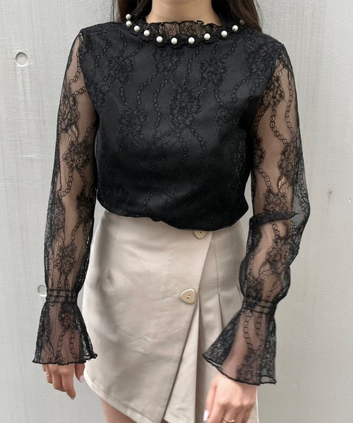 titty&Co. PETIT(ティティアンドコープティ)の「【titty&Co. 】シアーレースパールトップス(シャツ/ブラウス・レディース・アイボリー/ブラック・FREE)」の14枚目の写真