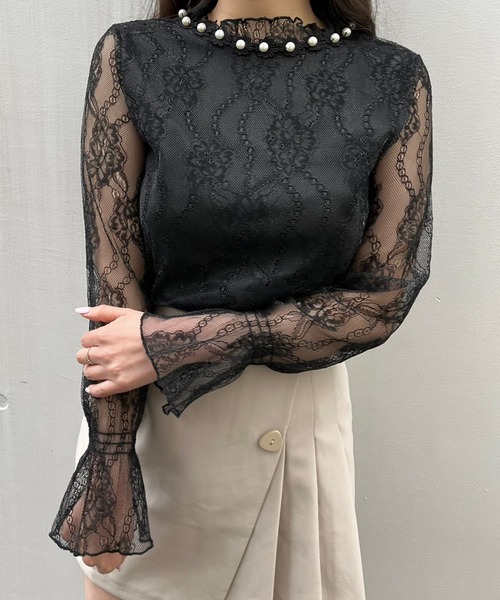 titty&Co. PETIT(ティティアンドコープティ)の「【titty&Co. 】シアーレースパールトップス(シャツ/ブラウス・レディース・アイボリー/ブラック・FREE)」の10枚目の写真