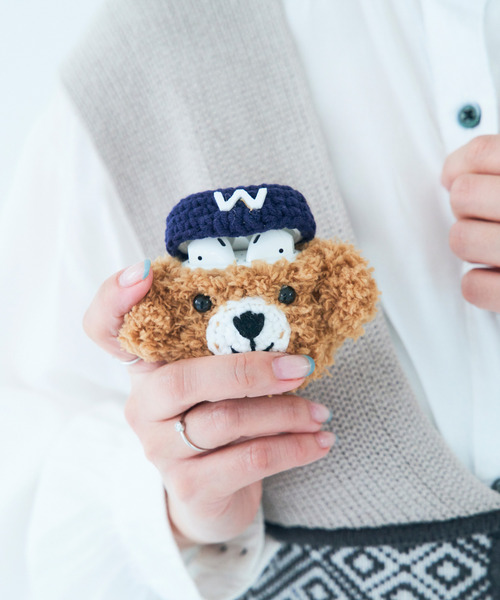 macaroni edge（マカロニエッジ）の「〈macaroni edge/マカロニエッジ〉帽子のクマさん エアポッズケース(AirPods/AirPodsPro/AirPods第3世代)（ヘッドフォン/イヤホン・レディース・ブラウン・1/2/3）」の8枚目の写真