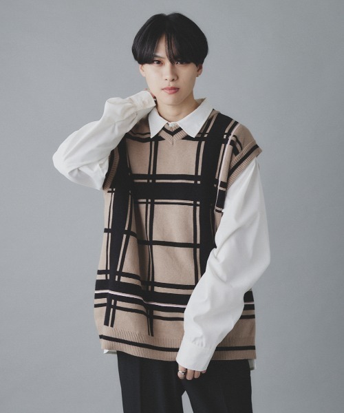 EDEL（エーデル）の「EDEL - サマーニットベスト（ベスト・メンズ・ホワイト/ベージュ/グレー/ライトグリーン・MEDIUM/LARGE）」の3枚目の写真