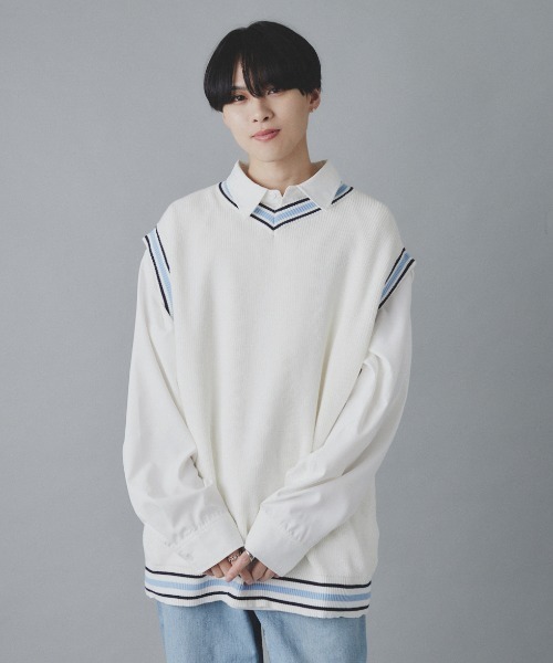 Mal. rerereさん　カシミア混　ニットベスト セール】 片畦ニットベスト （ニット・セーター）｜human woman