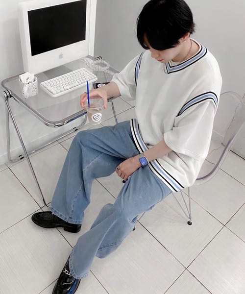 EDEL（エーデル）の「EDEL - サマーニットベスト（ベスト・メンズ・ホワイト/ベージュ/グレー/ライトグリーン・MEDIUM/LARGE）」の5枚目の写真