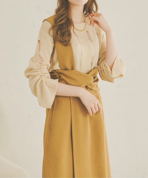 Ambre Neige(アンブルネージュ)の「透かしダメージニット/【WEB/EC限定商品】(ニット/セーター・レディース・アイボリー/ライトブラウン/ライトベージュ・FREE)」の11枚目の写真