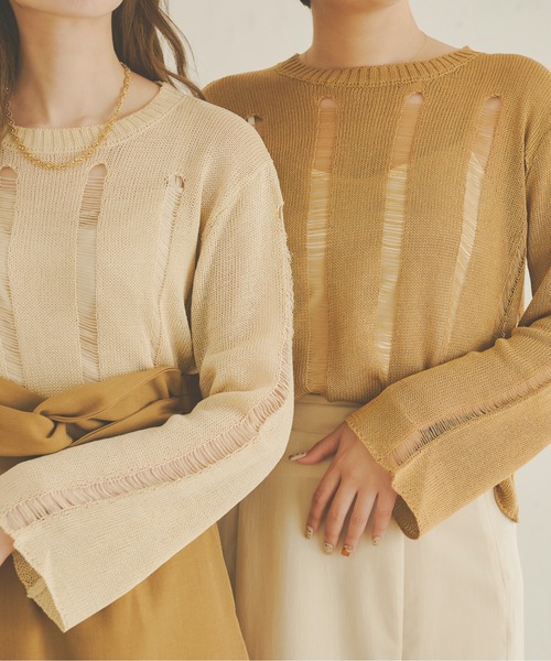 Ambre Neige(アンブルネージュ)の「透かしダメージニット/【WEB/EC限定商品】(ニット/セーター・レディース・アイボリー/ライトブラウン/ライトベージュ・FREE)」の20枚目の写真
