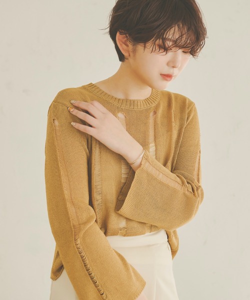 Ambre Neige(アンブルネージュ)の「透かしダメージニット/【WEB/EC限定商品】(ニット/セーター・レディース・アイボリー/ライトブラウン/ライトベージュ・FREE)」の17枚目の写真