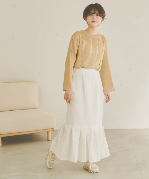 Ambre Neige(アンブルネージュ)の「透かしダメージニット/【WEB/EC限定商品】(ニット/セーター・レディース・アイボリー/ライトブラウン/ライトベージュ・FREE)」の15枚目の写真
