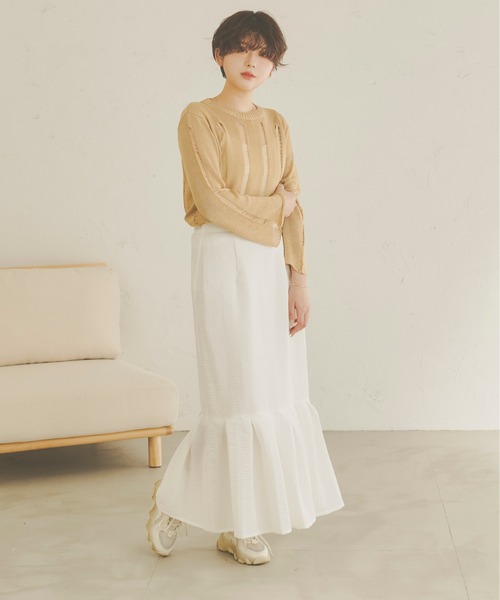 Ambre Neige(アンブルネージュ)の「透かしダメージニット/【WEB/EC限定商品】(ニット/セーター・レディース・アイボリー/ライトブラウン/ライトベージュ・FREE)」の21枚目の写真