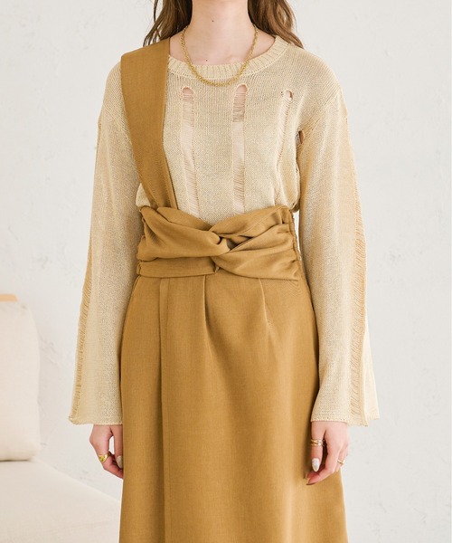 Ambre Neige(アンブルネージュ)の「透かしダメージニット/【WEB/EC限定商品】(ニット/セーター・レディース・アイボリー/ライトブラウン/ライトベージュ・FREE)」の18枚目の写真