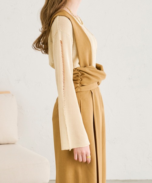 Ambre Neige(アンブルネージュ)の「透かしダメージニット/【WEB/EC限定商品】(ニット/セーター・レディース・アイボリー/ライトブラウン/ライトベージュ・FREE)」の5枚目の写真