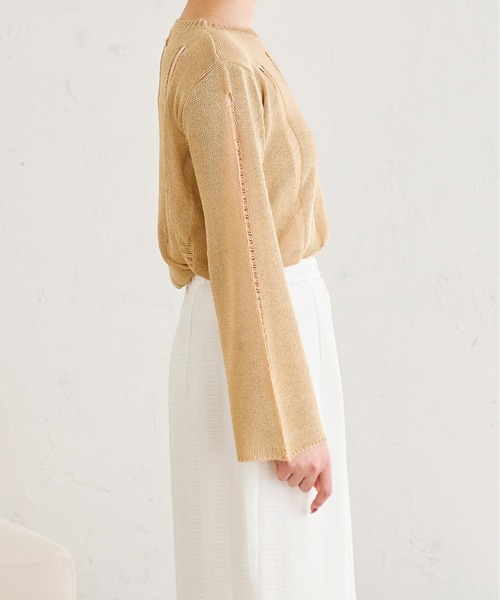 Ambre Neige(アンブルネージュ)の「透かしダメージニット/【WEB/EC限定商品】(ニット/セーター・レディース・アイボリー/ライトブラウン/ライトベージュ・FREE)」の8枚目の写真