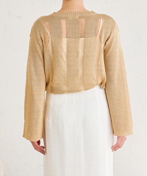 Ambre Neige(アンブルネージュ)の「透かしダメージニット/【WEB/EC限定商品】(ニット/セーター・レディース・アイボリー/ライトブラウン/ライトベージュ・FREE)」の13枚目の写真