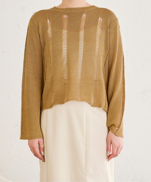 Ambre Neige(アンブルネージュ)の「透かしダメージニット/【WEB/EC限定商品】(ニット/セーター・レディース・アイボリー/ライトブラウン/ライトベージュ・FREE)」の16枚目の写真