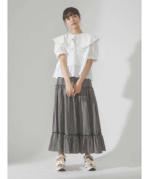 merry jenny（メリージェニー）の「bigカラーティアードブラウス（シャツ/ブラウス・レディース・オフホワイト/ブラック・FREE）」の8枚目の写真