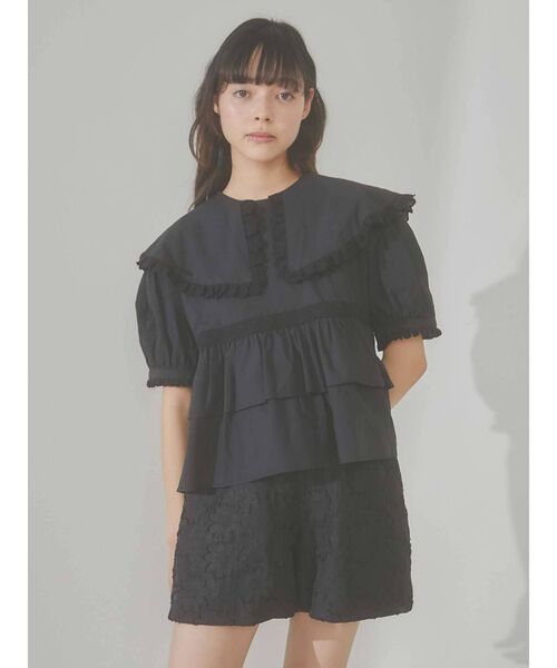 merry jenny（メリージェニー）の「bigカラーティアードブラウス（シャツ/ブラウス・レディース・オフホワイト/ブラック・FREE）」の11枚目の写真