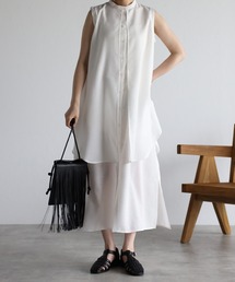 r. | スラブジョーゼット レイヤード風ワンピース(シャツワンピース)