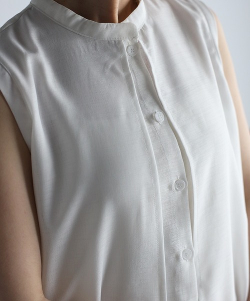 r.(アールドット)の「スラブジョーゼット レイヤード風ワンピース(シャツワンピース・レディース・ホワイト/ブラック/グリーン/レンガ・FREE)」の11枚目の写真