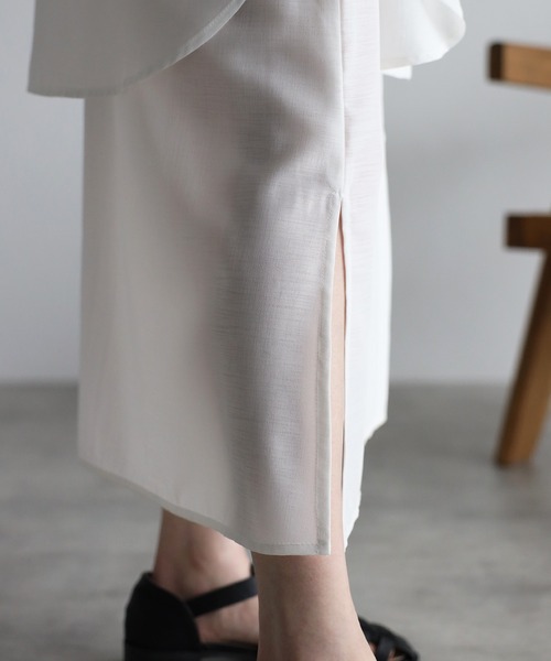 r.(アールドット)の「スラブジョーゼット レイヤード風ワンピース(シャツワンピース・レディース・ホワイト/ブラック/グリーン/レンガ・FREE)」の18枚目の写真