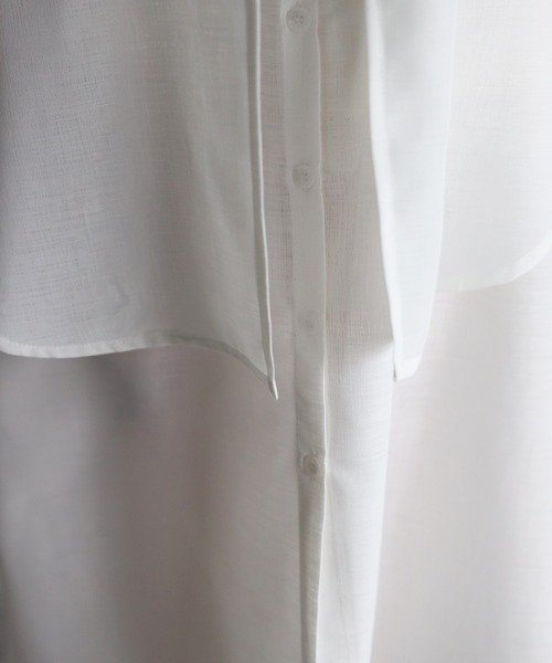 r.(アールドット)の「スラブジョーゼット レイヤード風ワンピース(シャツワンピース・レディース・ホワイト/ブラック/グリーン/レンガ・FREE)」の15枚目の写真