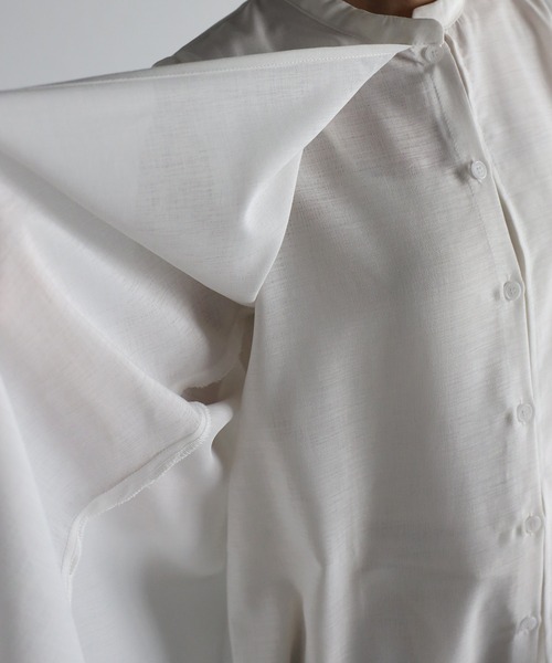 r.(アールドット)の「スラブジョーゼット レイヤード風ワンピース(シャツワンピース・レディース・ホワイト/ブラック/グリーン/レンガ・FREE)」の22枚目の写真