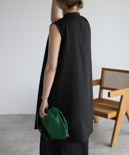 r.(アールドット)の「スラブジョーゼット レイヤード風ワンピース(シャツワンピース・レディース・ホワイト/ブラック/グリーン/レンガ・FREE)」の19枚目の写真