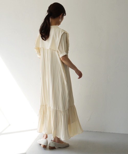 HER CLOSET(ハークローゼット)の「【shemoshelly】クリンクルケープデザインビックカラーワンピース 新色追加(ワンピース・レディース・ブラック/イエロー/アイボリー/パープル/グリーン・M)」の19枚目の写真