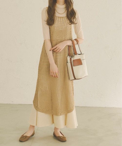 Ambre Neige(アンブルネージュ)の「【前後2WAY】メッシュキャミワンピース/WEB/EC限定商品(ワンピース・レディース・ダークブラウン/アイボリー/ライトベージュ・FREE)」の3枚目の写真