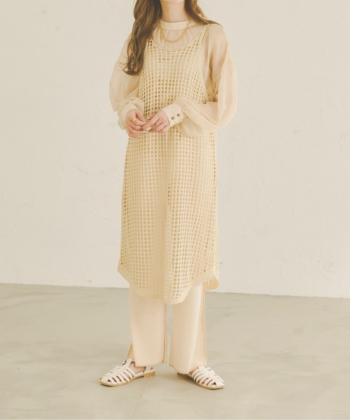 Ambre Neige(アンブルネージュ)の「【前後2WAY】メッシュキャミワンピース/WEB/EC限定商品(ワンピース・レディース・ダークブラウン/アイボリー/ライトベージュ・FREE)」の5枚目の写真