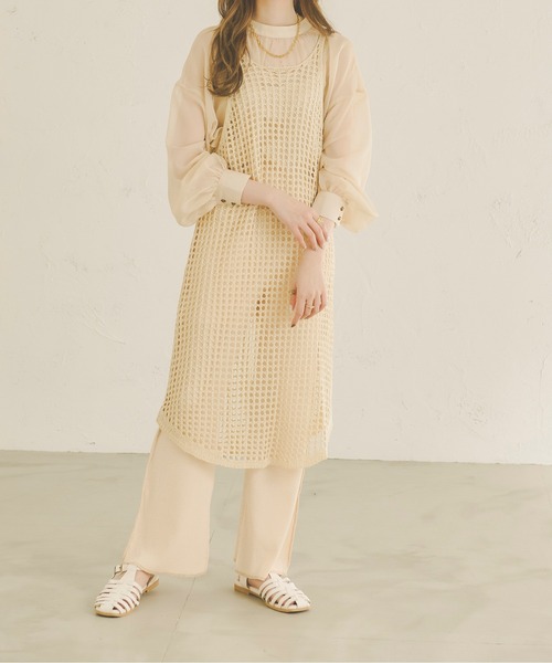 Ambre Neige(アンブルネージュ)の「【前後2WAY】メッシュキャミワンピース/WEB/EC限定商品(ワンピース・レディース・ダークブラウン/アイボリー/ライトベージュ・FREE)」の6枚目の写真