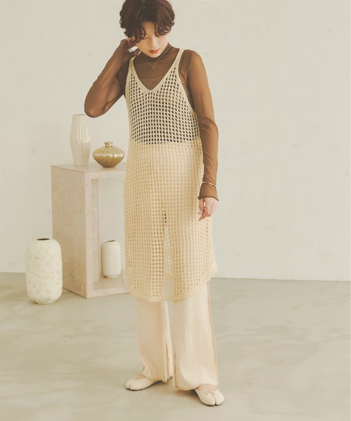 Ambre Neige(アンブルネージュ)の「【前後2WAY】メッシュキャミワンピース/WEB/EC限定商品(ワンピース・レディース・ダークブラウン/アイボリー/ライトベージュ・FREE)」の8枚目の写真
