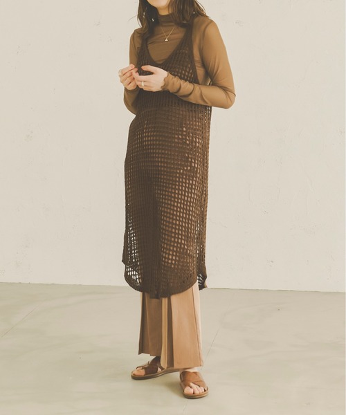 Ambre Neige(アンブルネージュ)の「【前後2WAY】メッシュキャミワンピース/WEB/EC限定商品(ワンピース・レディース・ダークブラウン/アイボリー/ライトベージュ・FREE)」の12枚目の写真