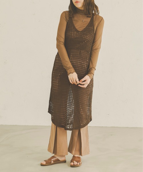 Ambre Neige(アンブルネージュ)の「【前後2WAY】メッシュキャミワンピース/WEB/EC限定商品(ワンピース・レディース・ダークブラウン/アイボリー/ライトベージュ・FREE)」の13枚目の写真