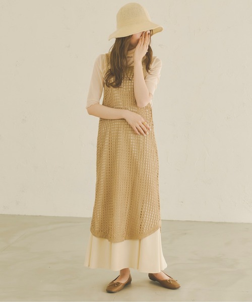 Ambre Neige(アンブルネージュ)の「【前後2WAY】メッシュキャミワンピース/WEB/EC限定商品(ワンピース・レディース・ダークブラウン/アイボリー/ライトベージュ・FREE)」の14枚目の写真