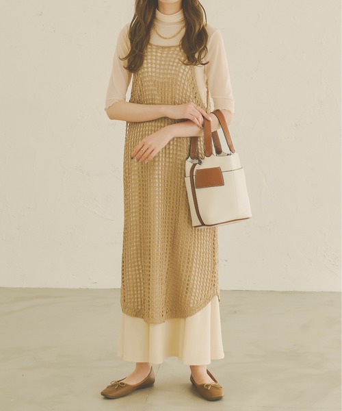 Ambre Neige(アンブルネージュ)の「【前後2WAY】メッシュキャミワンピース/WEB/EC限定商品(ワンピース・レディース・ダークブラウン/アイボリー/ライトベージュ・FREE)」の16枚目の写真