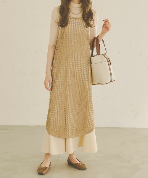 Ambre Neige(アンブルネージュ)の「【前後2WAY】メッシュキャミワンピース/WEB/EC限定商品(ワンピース・レディース・ダークブラウン/アイボリー/ライトベージュ・FREE)」の17枚目の写真