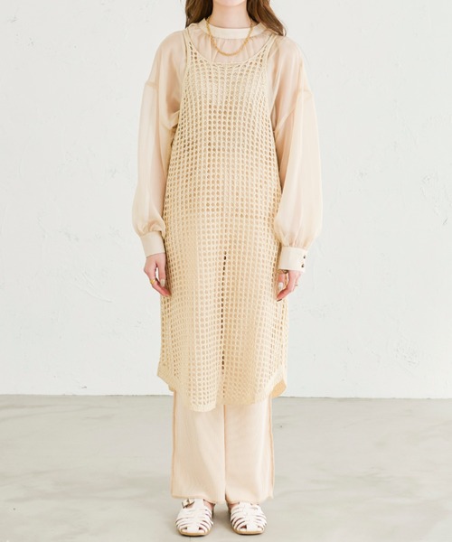 Ambre Neige(アンブルネージュ)の「【前後2WAY】メッシュキャミワンピース/WEB/EC限定商品(ワンピース・レディース・ダークブラウン/アイボリー/ライトベージュ・FREE)」の19枚目の写真