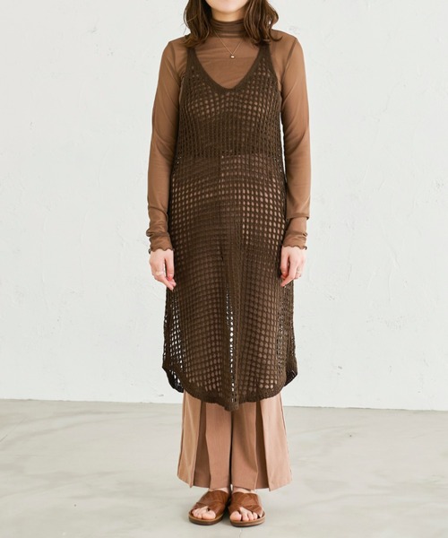 Ambre Neige(アンブルネージュ)の「【前後2WAY】メッシュキャミワンピース/WEB/EC限定商品(ワンピース・レディース・ダークブラウン/アイボリー/ライトベージュ・FREE)」の22枚目の写真