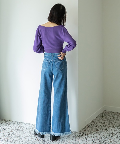 U by SPICK&SPAN(ユーバイスピックアンドスパン)の「フレアフリンジデニム(デニムパンツ・レディース・ブルー・38/36/34)」の18枚目の写真
