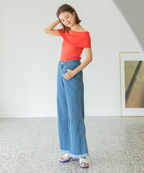 U by SPICK&SPAN(ユーバイスピックアンドスパン)の「フレアフリンジデニム(デニムパンツ・レディース・ブルー・38/36/34)」の8枚目の写真