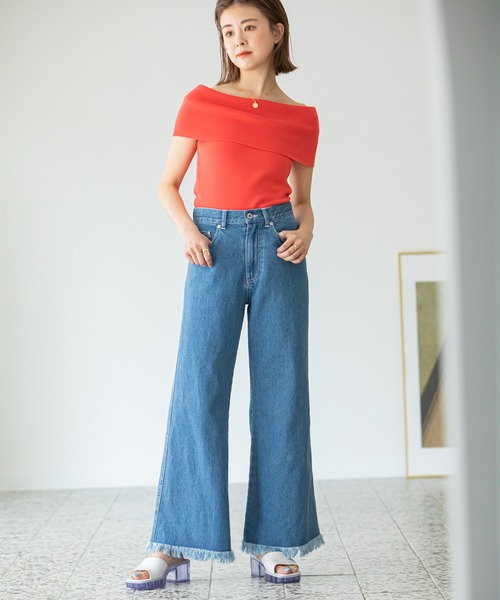 U by SPICK&SPAN(ユーバイスピックアンドスパン)の「フレアフリンジデニム(デニムパンツ・レディース・ブルー・38/36/34)」の11枚目の写真