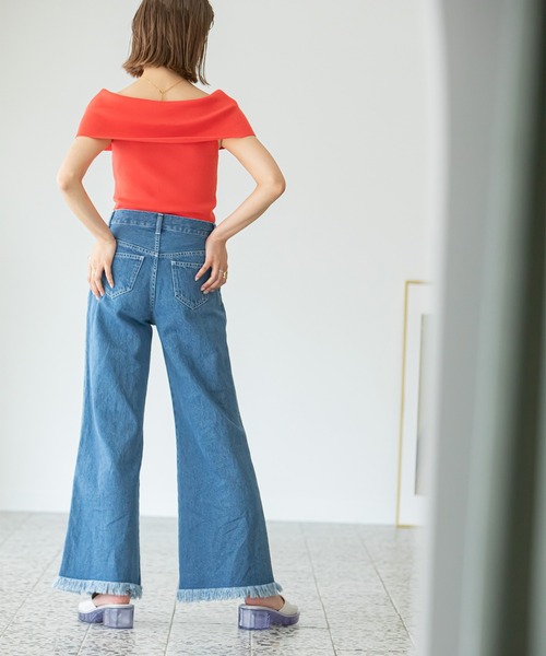 U by SPICK&SPAN(ユーバイスピックアンドスパン)の「フレアフリンジデニム(デニムパンツ・レディース・ブルー・38/36/34)」の12枚目の写真